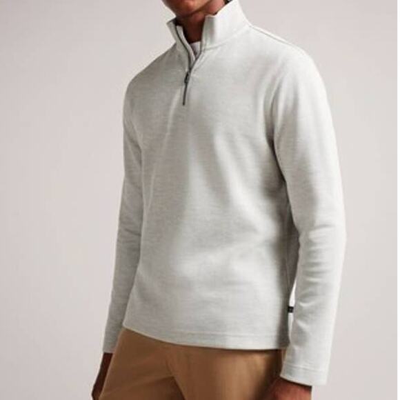 Ted Baker NWT Hvar Zip Through Cotton Blend Sweater Grey Men's Size 5 (US XL) - Picture 1 of 10
